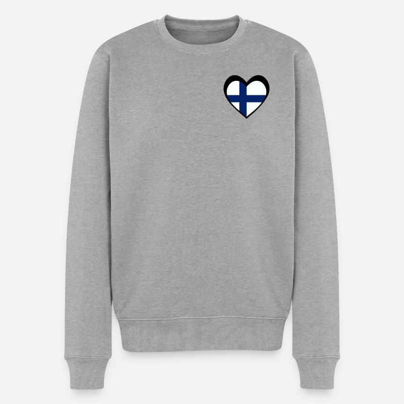 Suomi Musta Sydän – Rakkaus Suomeen - Männer Premium Bio Pullover - Grau meliert