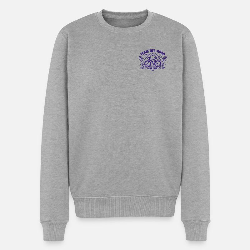 Kies Lila - Männer Premium Bio Pullover - Grau meliert
