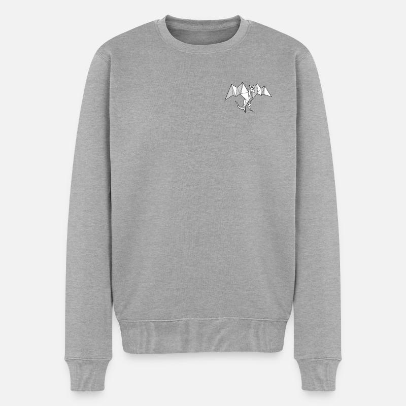 Geometrischer Drachen Origami - Männer Premium Bio Pullover - Grau meliert