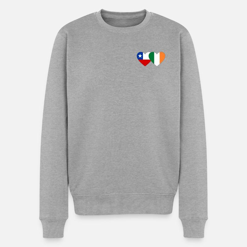 Chile Irland Flagge Herz  - Männer Premium Bio Pullover - Grau meliert