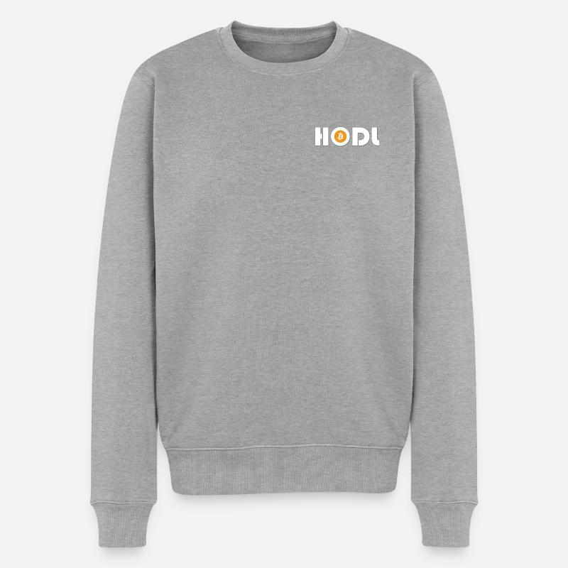 HODL Bitcoin Schriftzug - Männer Premium Bio Pullover - Grau meliert