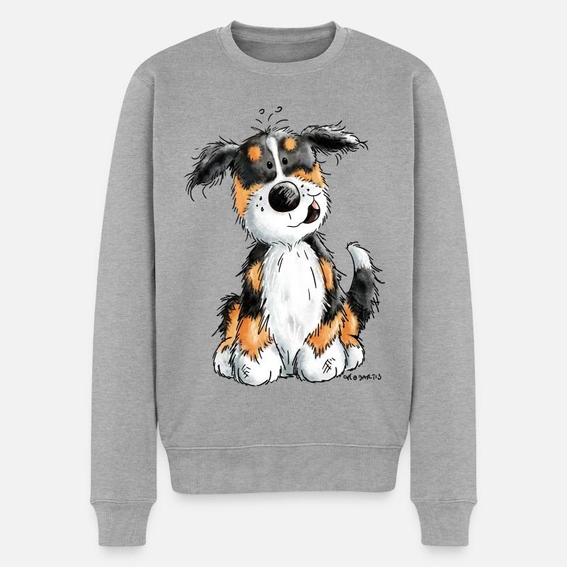 Kleiner Berner Sennenhund - Cartoon - Geschenk - Männer Premium Bio Pullover - Grau meliert