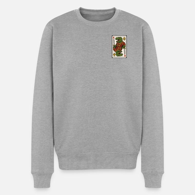 König T-Rex - Männer Premium Bio Pullover - Grau meliert