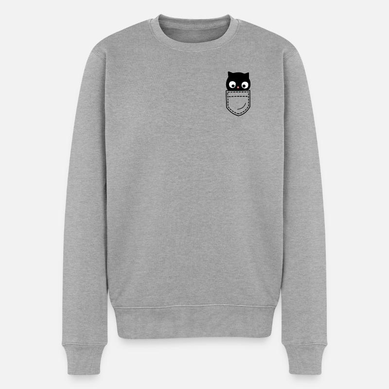 Katze Katzen - Männer Premium Bio Pullover - Grau meliert