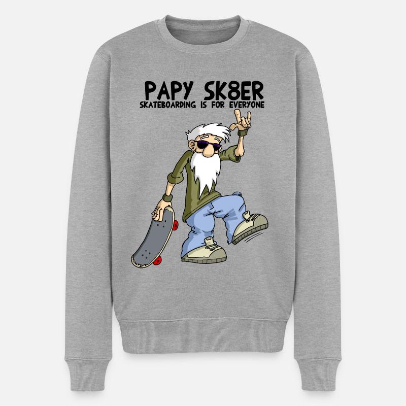 Opa SK8er - Männer Premium Bio Pullover - Grau meliert
