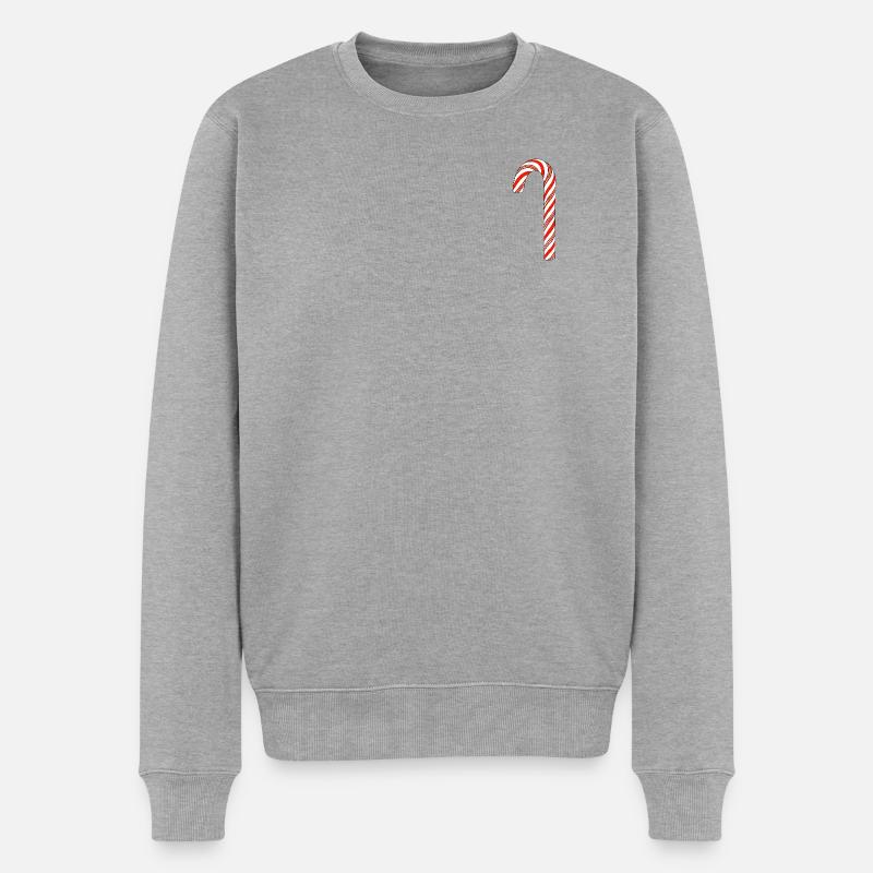 Zuckerstange rot weiß - Männer Premium Bio Pullover - Grau meliert