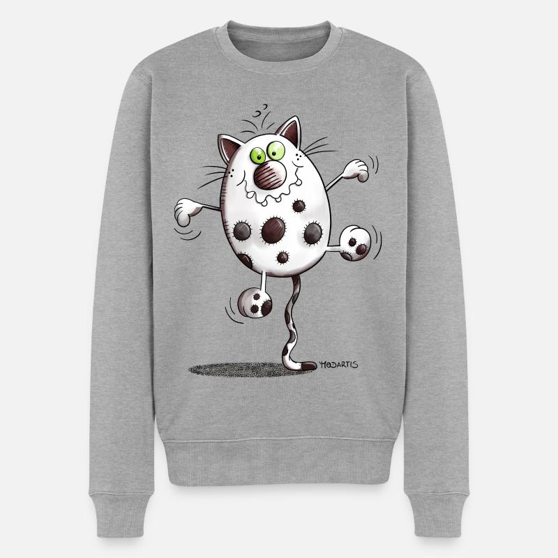 Katze ist Fit - Männer Premium Bio Pullover - Grau meliert