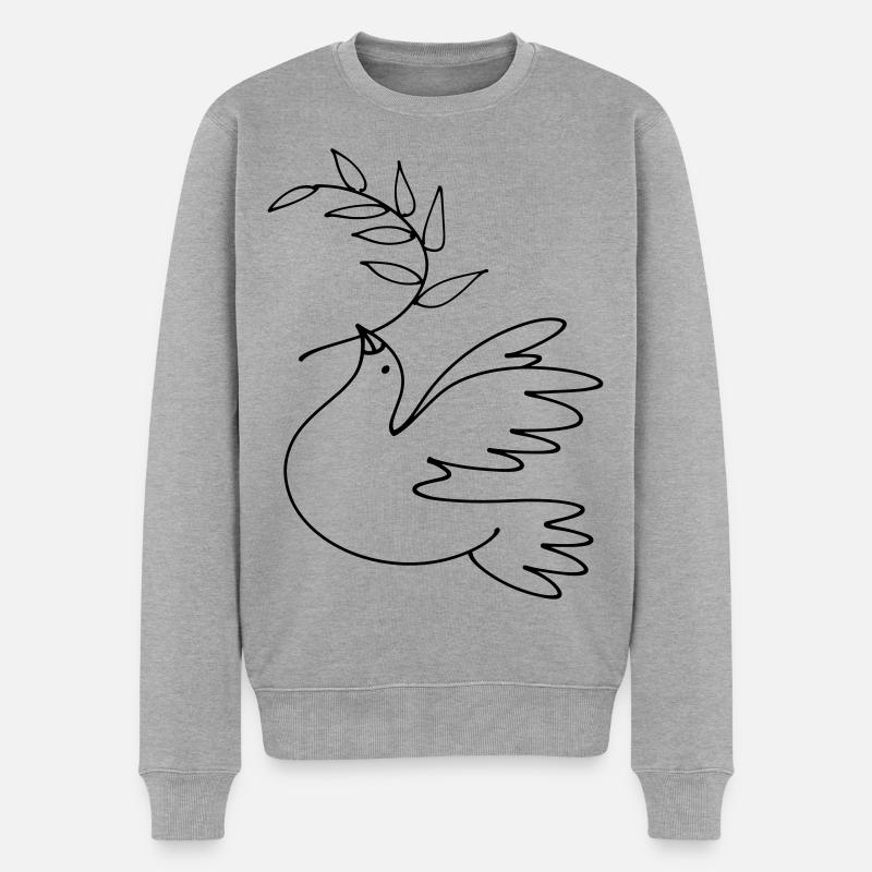 Friedenstaube - Männer Premium Bio Pullover - Grau meliert