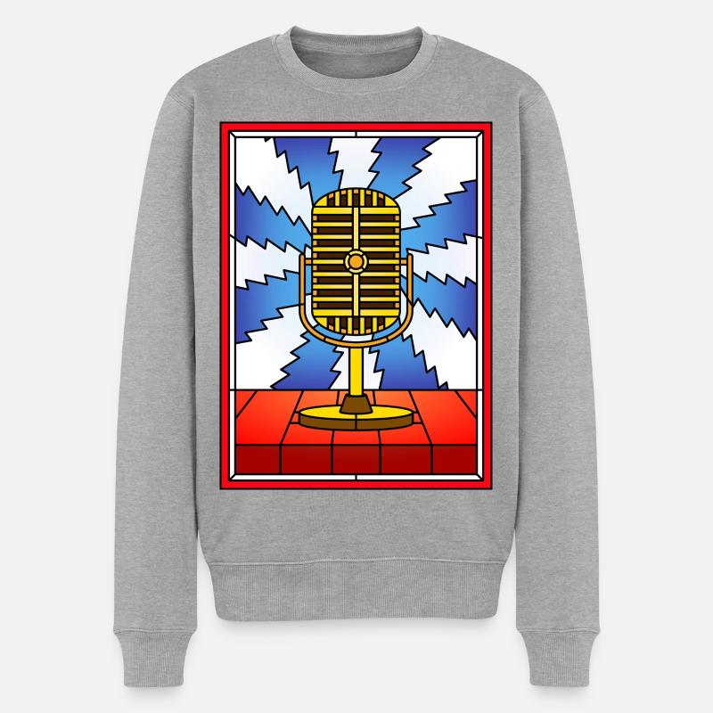 Conception rétro de vitrail micro - Pull Premium bio Homme - gris chiné