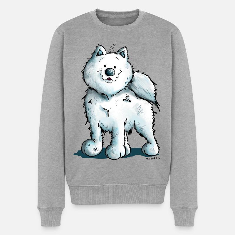 Süßer Samojede - Männer Premium Bio Pullover - Grau meliert