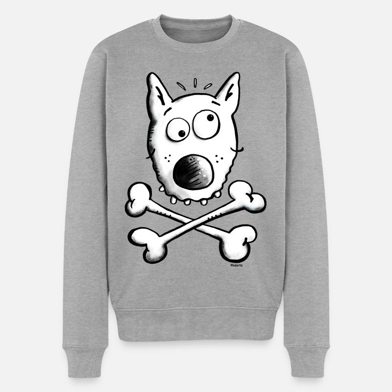 Piraten Hund - Hunde - Männer Premium Bio Pullover - Grau meliert