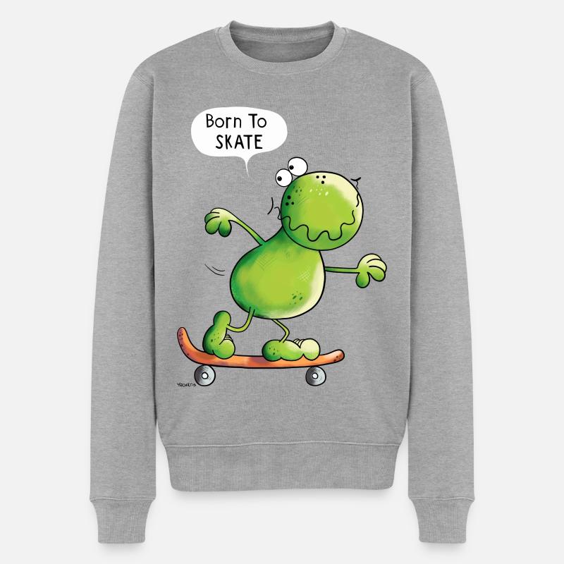 Born To Skate Frosch - Männer Premium Bio Pullover - Grau meliert