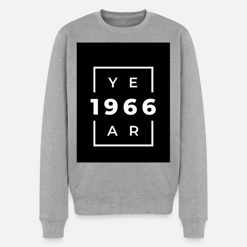 Retro Design Jahr 1966 minimalistisch - Männer Premium Bio Pullover - Grau meliert