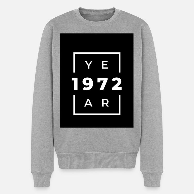 Vintage Design Jahr 1972 Minimalistisch - Männer Premium Bio Pullover - Grau meliert