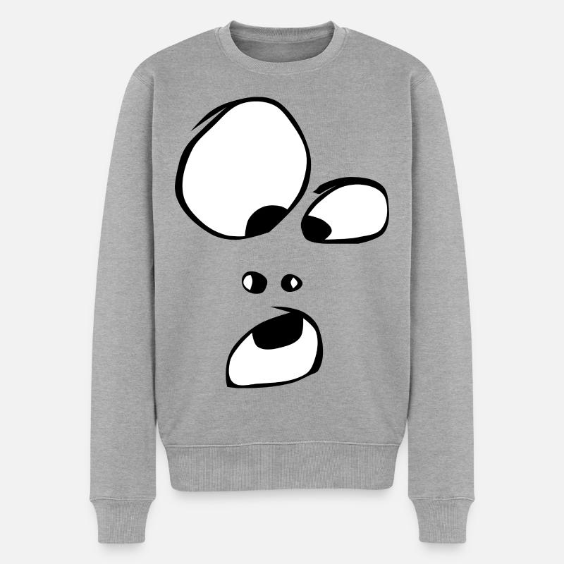 oho ! Gesicht Geist Gespenst Halloween Comic - Männer Premium Bio Pullover - Grau meliert