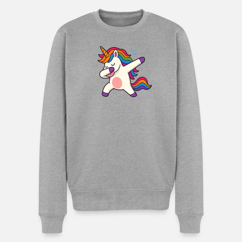 ✨ The Dabbing Unicorn – Where Magic Meets Swag! ✨ - Männer Premium Bio Pullover - Grau meliert