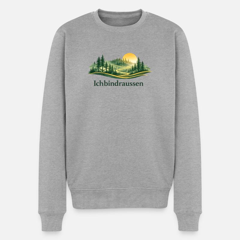 Ich bin draussen - Männer Premium Bio Pullover - Grau meliert