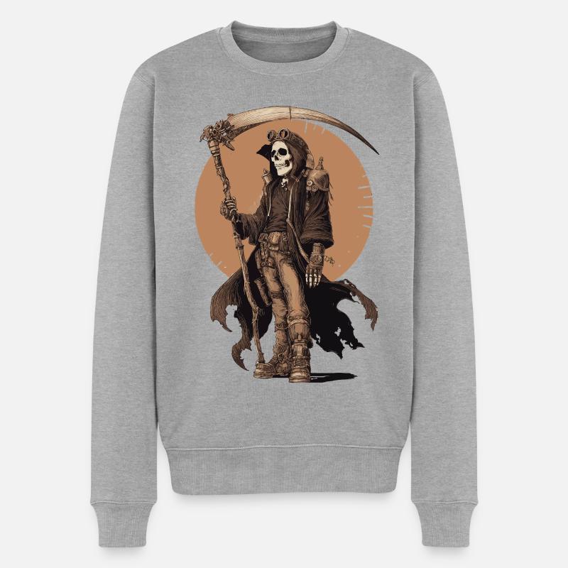 Steampunk Grim Reaper – Style Industriel - Pull Premium bio Homme - gris chiné