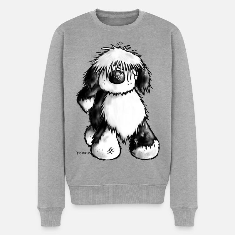 Tibet Terrier - Hund - Männer Premium Bio Pullover - Grau meliert