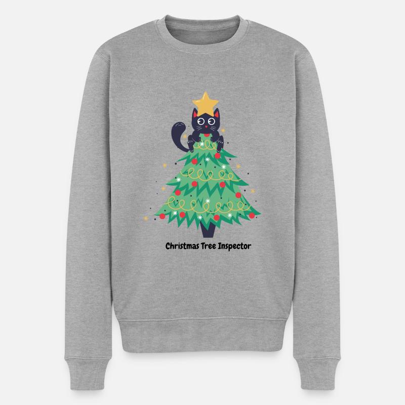 pull de noël chat dans sapin - Pull Premium bio Homme - gris chiné