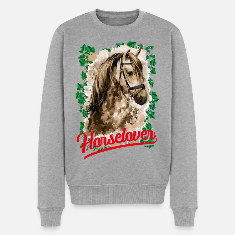 Équitation - cavalier - saut - cheval - cavalier - Pull Premium bio Homme - gris chiné