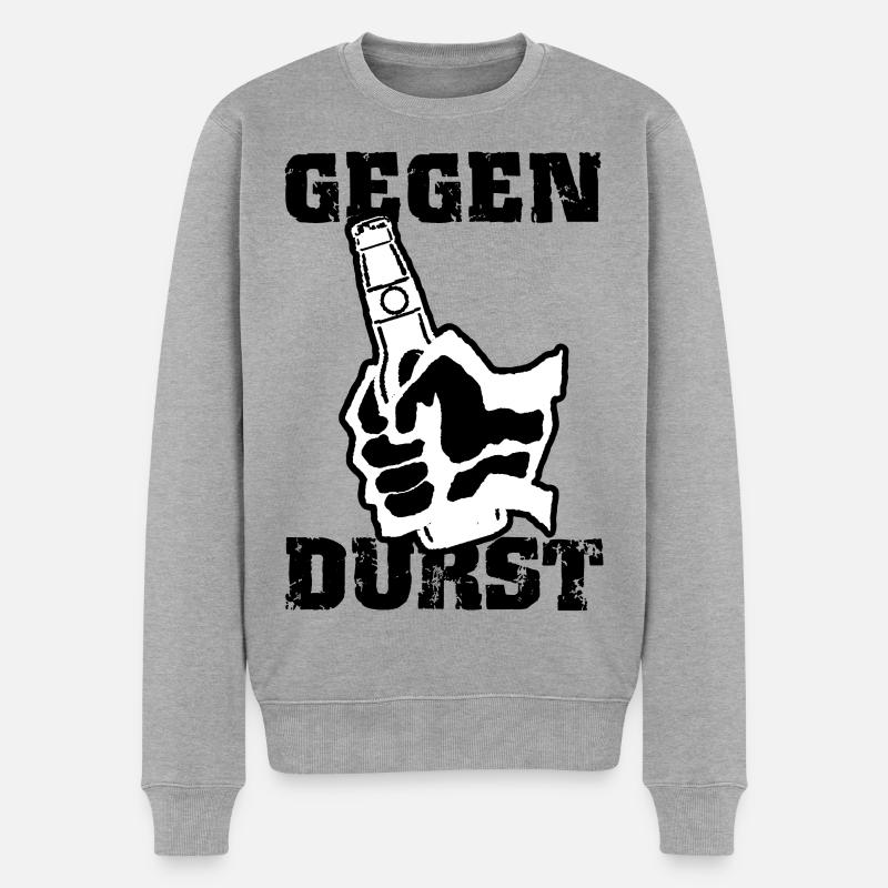 Gegen Durst - Männer Premium Bio Pullover - Grau meliert