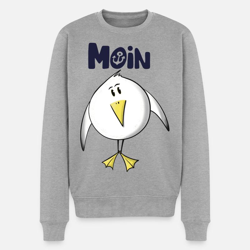 Möwe Moin Anker - Männer Premium Bio Pullover - Grau meliert