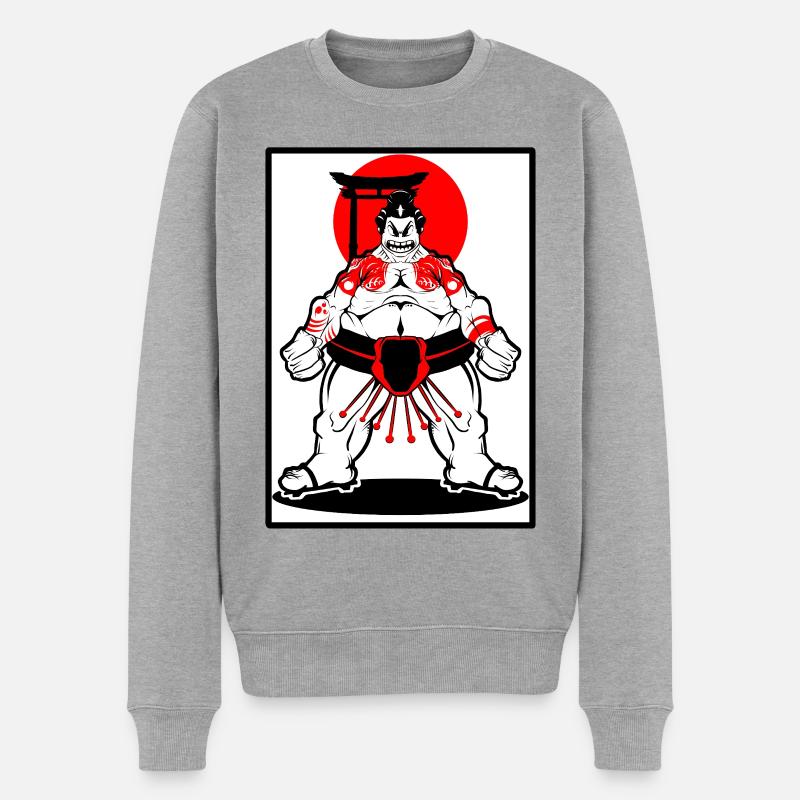 Sumo Krieger  - Männer Premium Bio Pullover - Grau meliert