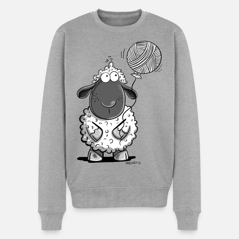 Schaf Mit Wolle Ballon - Männer Premium Bio Pullover - Grau meliert