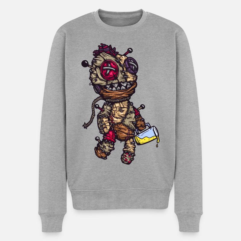 Voodoo-Puppe - Männer Premium Bio Pullover - Grau meliert
