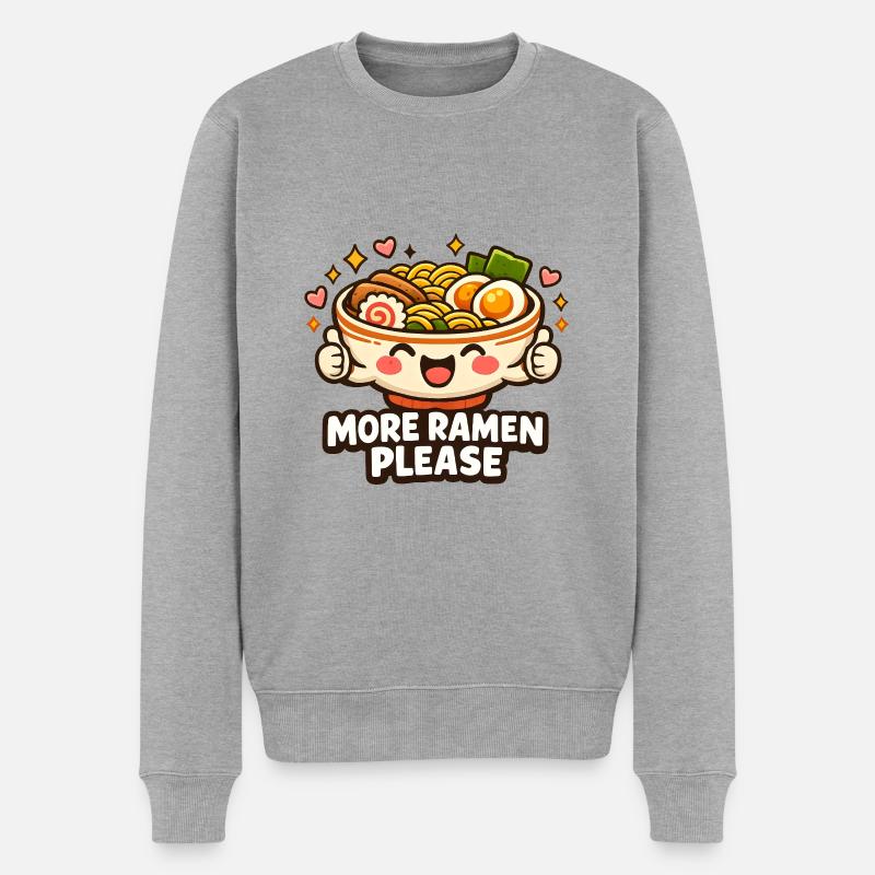 Niedliche Ramen Nudeln Bowl - Männer Premium Bio Pullover - Grau meliert