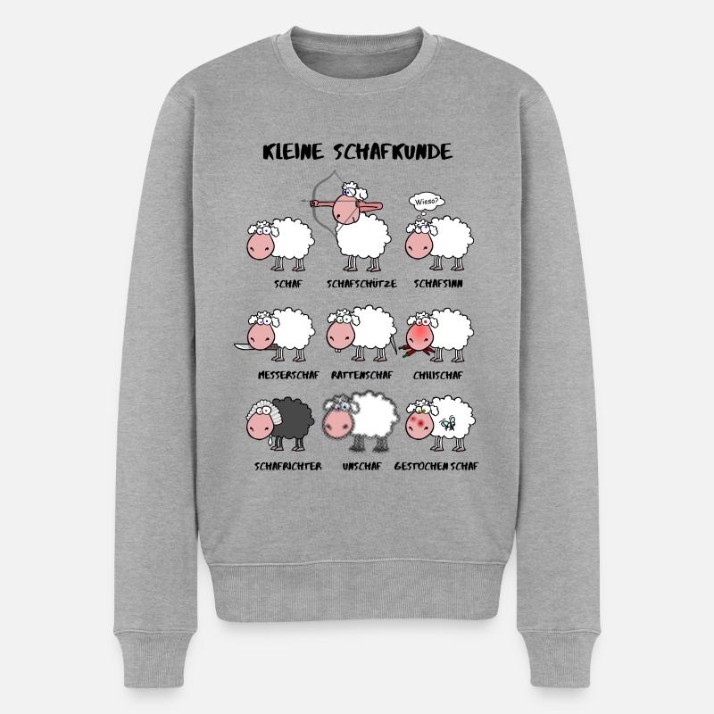 Kleine Schafkunde - Männer Premium Bio Pullover - Grau meliert