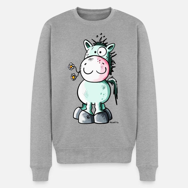 Das Pferd - Männer Premium Bio Pullover - Grau meliert