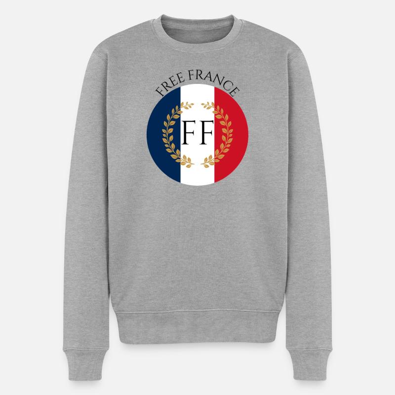 Klassisches Emblem des Freien Frankreichs - Männer Premium Bio Pullover - Grau meliert