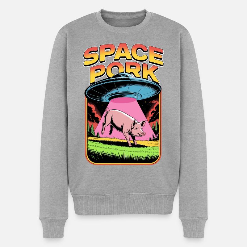 Weltraumschweinefleisch - Männer Premium Bio Pullover - Grau meliert