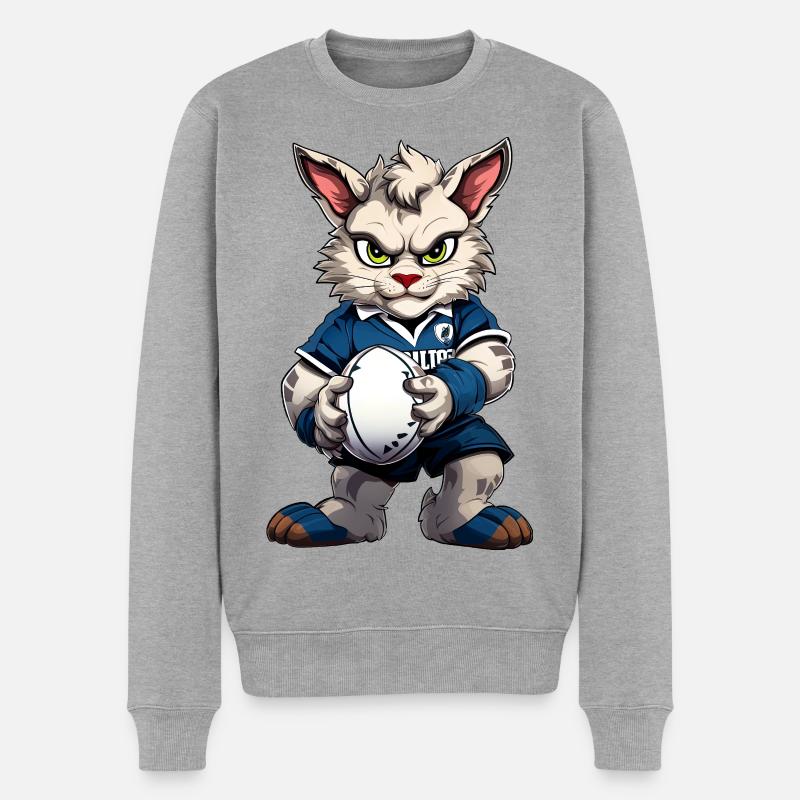 Rugby Cat - Männer Premium Bio Pullover - Grau meliert