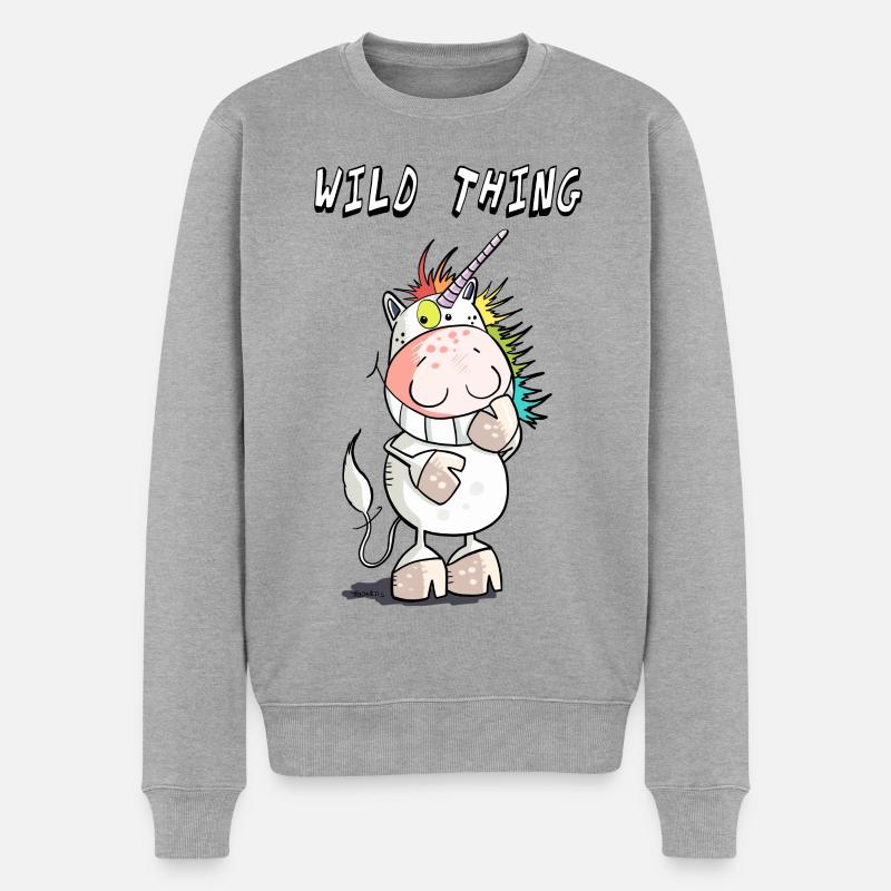 Wild Thing - Männer Premium Bio Pullover - Grau meliert