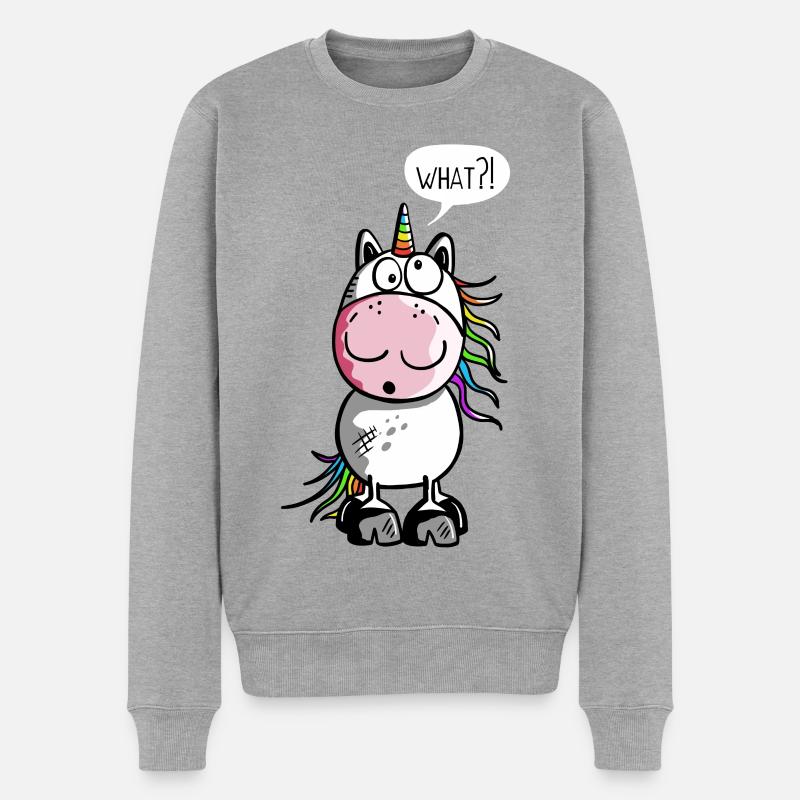 Lustiges Einhorn - Männer Premium Bio Pullover - Grau meliert