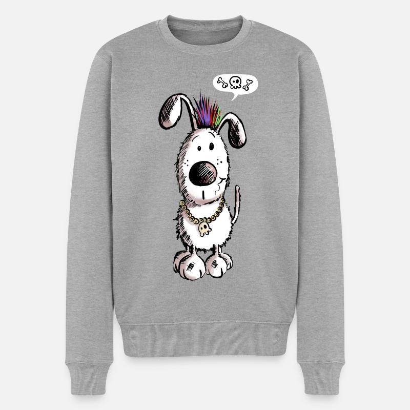 Hund liebt Punk - Männer Premium Bio Pullover - Grau meliert