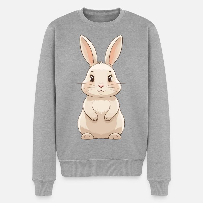 Süßer Hase Cartoon Illustration - Männer Premium Bio Pullover - Grau meliert