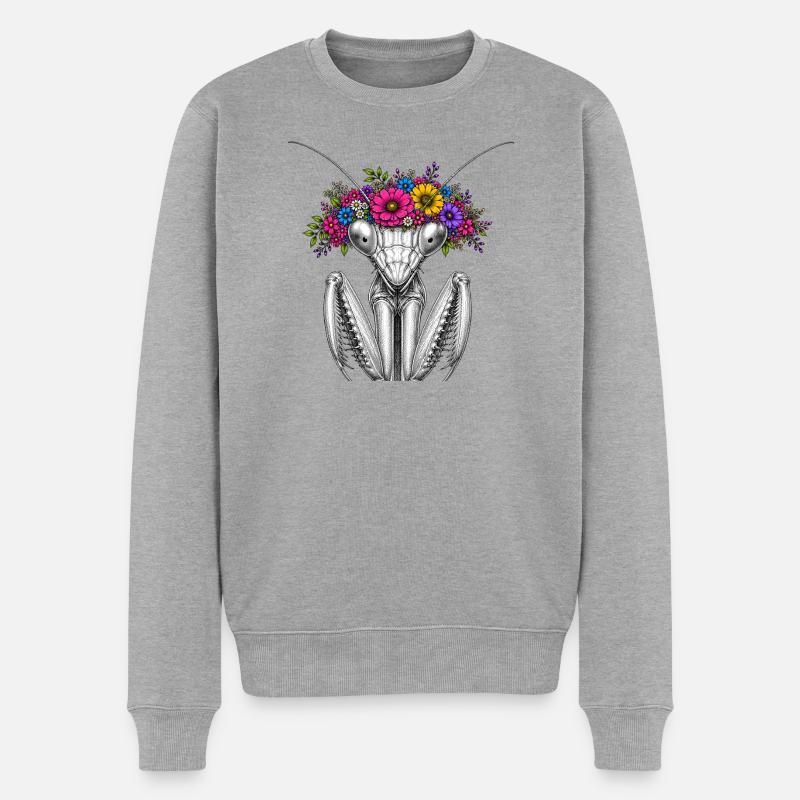 Couronne de fleurs Mantispin - Pull Premium bio Homme - gris chiné
