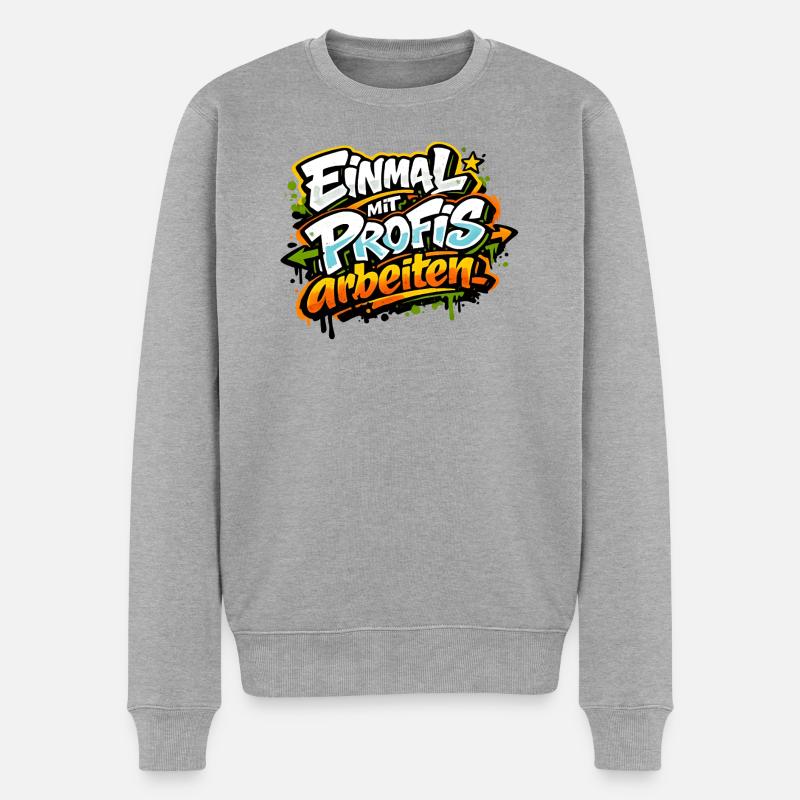 Einmal mit Profis arbeiten - Männer Premium Bio Pullover - Grau meliert
