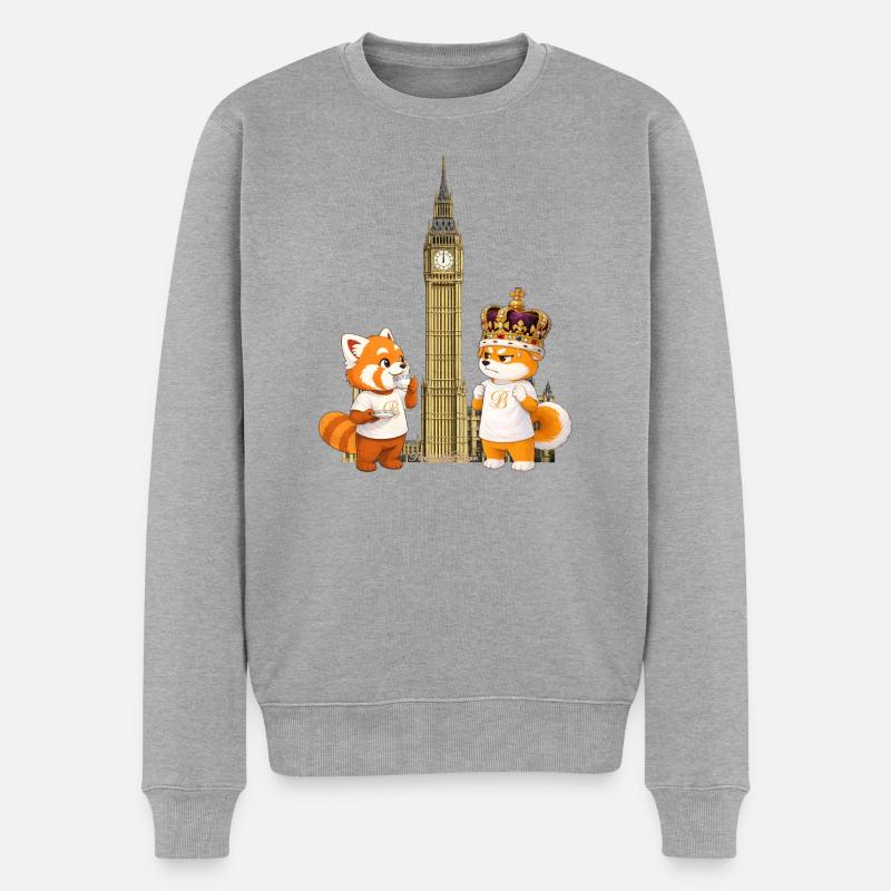 Faul und grummelig in London - Männer Premium Bio Pullover - Grau meliert