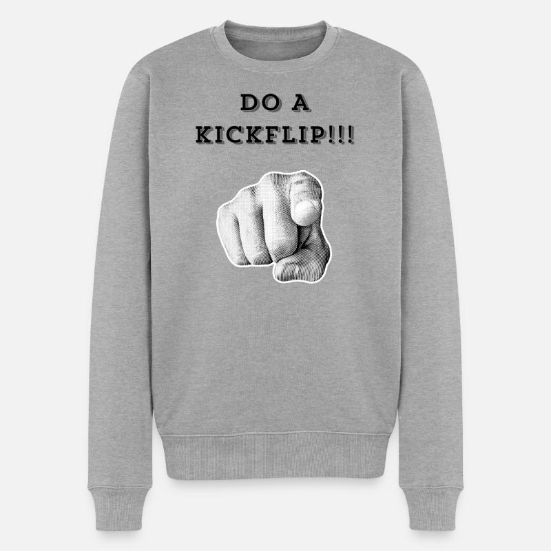 Fais un Kickflip !! - Pull Premium bio Homme - gris chiné