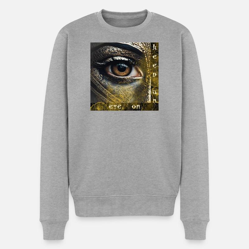 keep an eye on - Beobachtungsmodus - Männer Premium Bio Pullover - Grau meliert