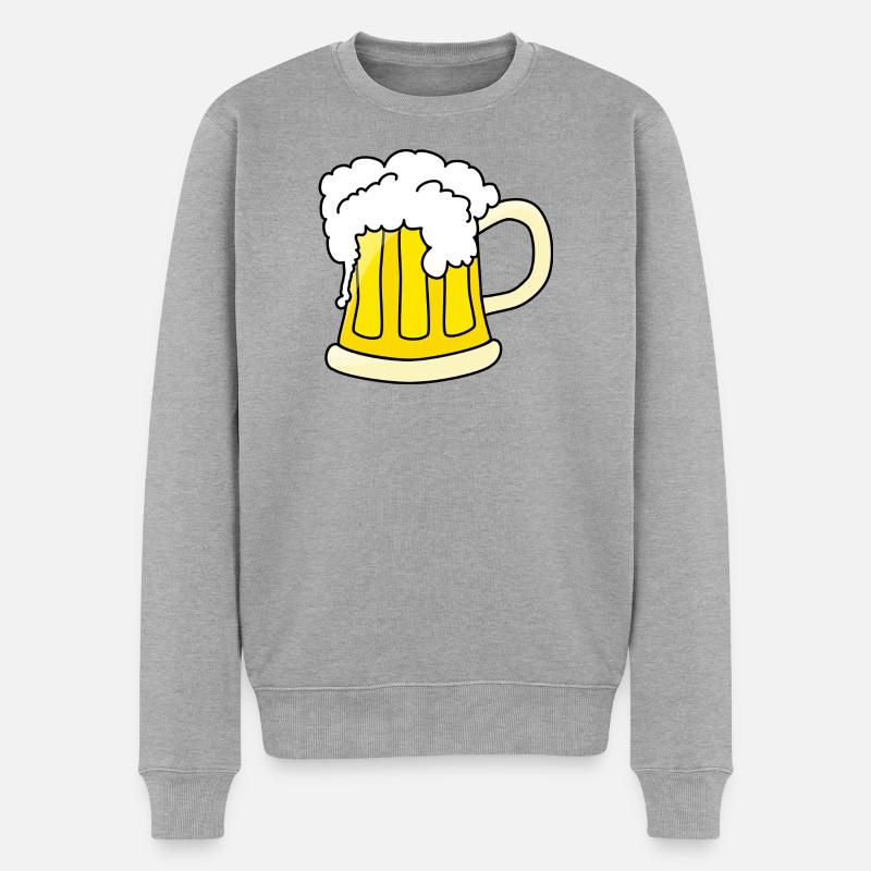 Bierkrug mit Schaum Illustration - Männer Premium Bio Pullover - Grau meliert