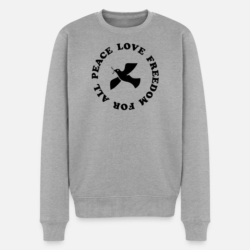 peace love freedom - Männer Premium Bio Pullover - Grau meliert