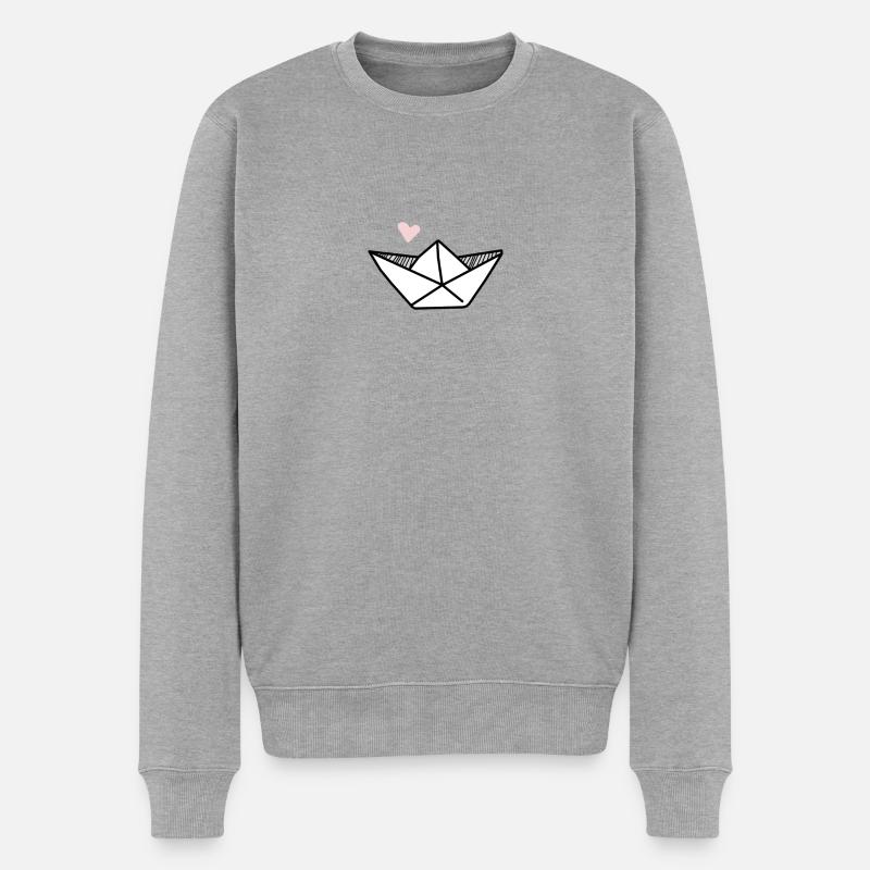 Origami Segeln Boot - Männer Premium Bio Pullover - Grau meliert