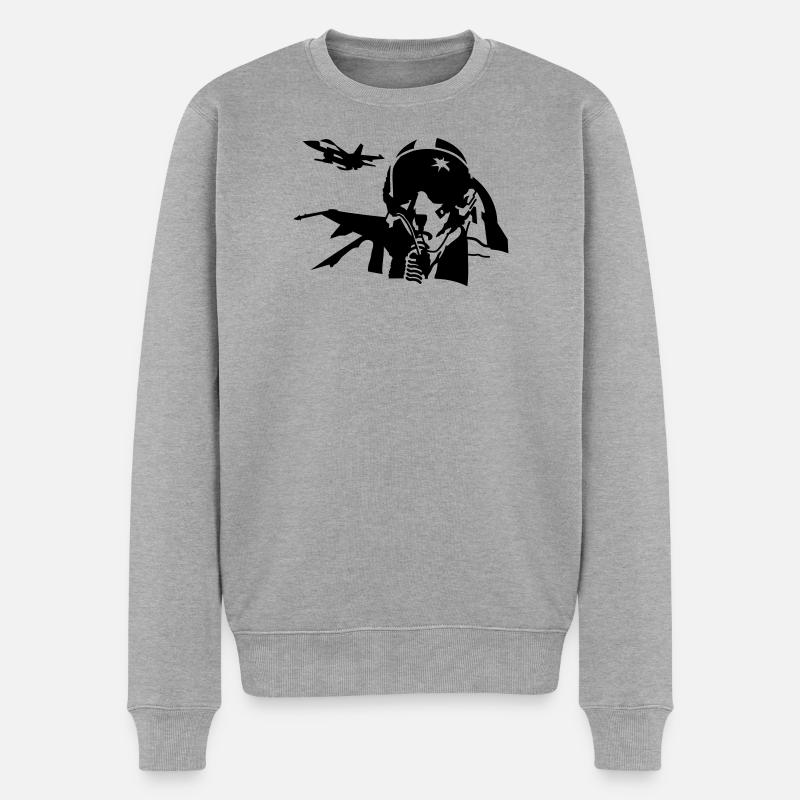 Pilot - Männer Premium Bio Pullover - Grau meliert
