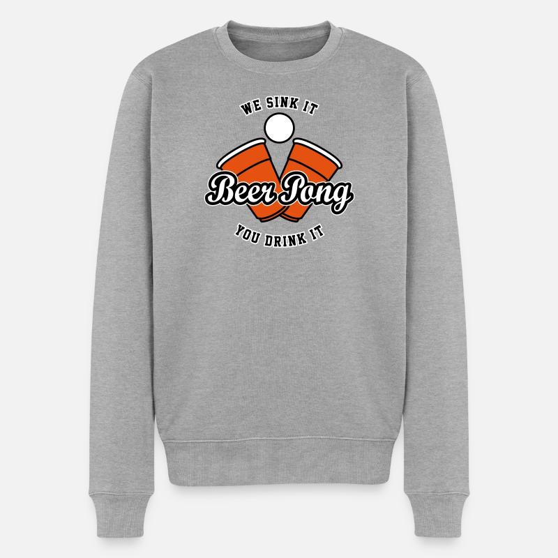 Beer Pong Logo IV - Pull Premium bio Homme - gris chiné